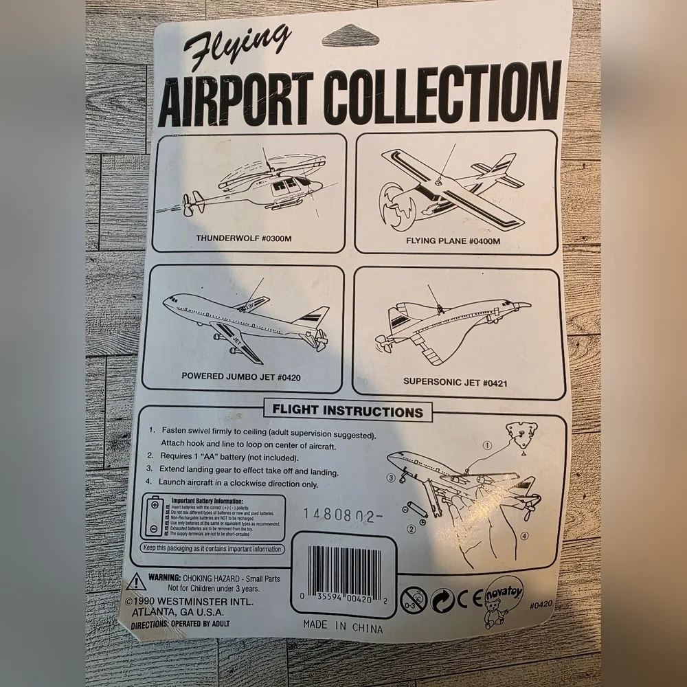 Vintage Flying Jumbo Jet Toy - White with Red and Blue Accents